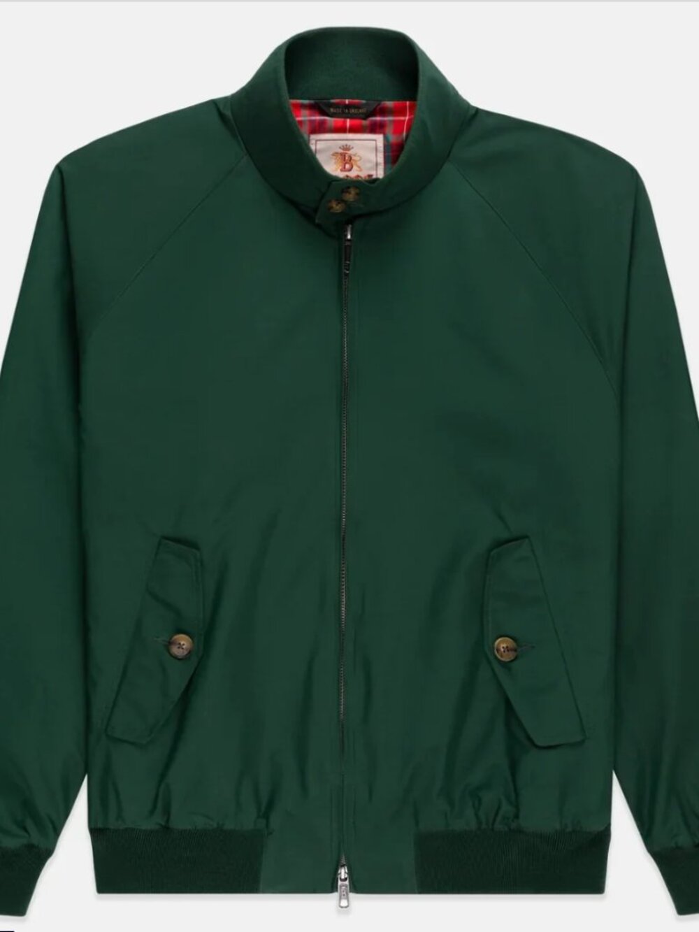 Baracuta Green Classic Harrington Jacket with Tartan Lining - Men's 38